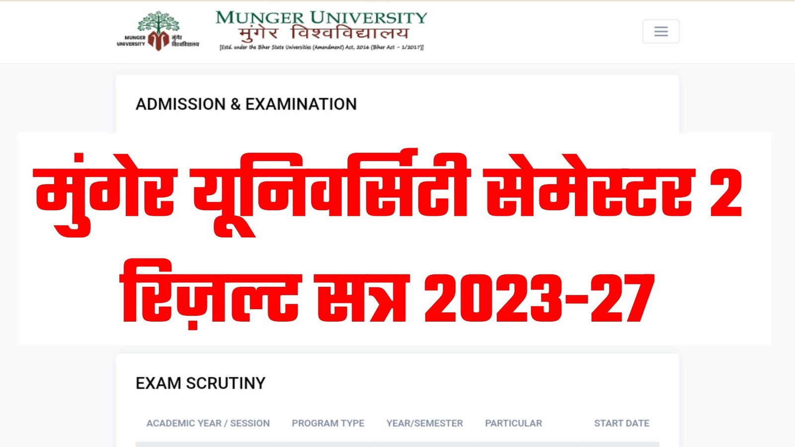 Munger University UG 2nd Semester Result 2024