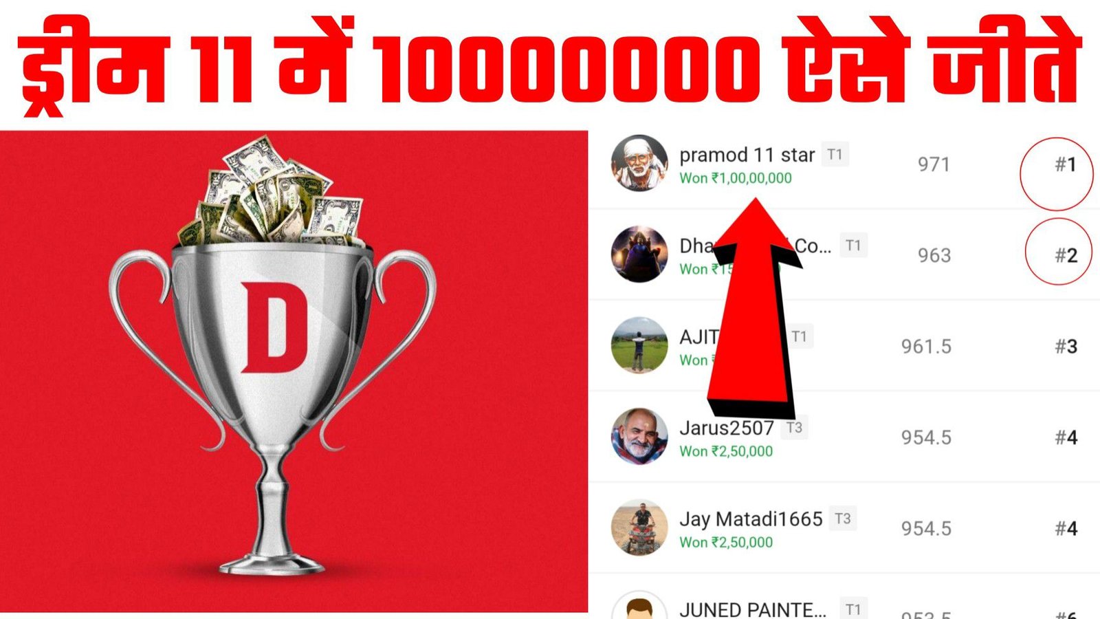 Dream11 me 10000000 Kaise Jite